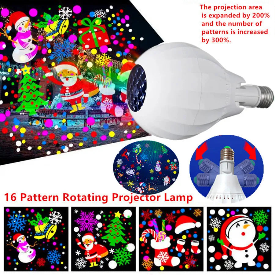 Foco Proyector Navideño – 16 Diseños Giratorios