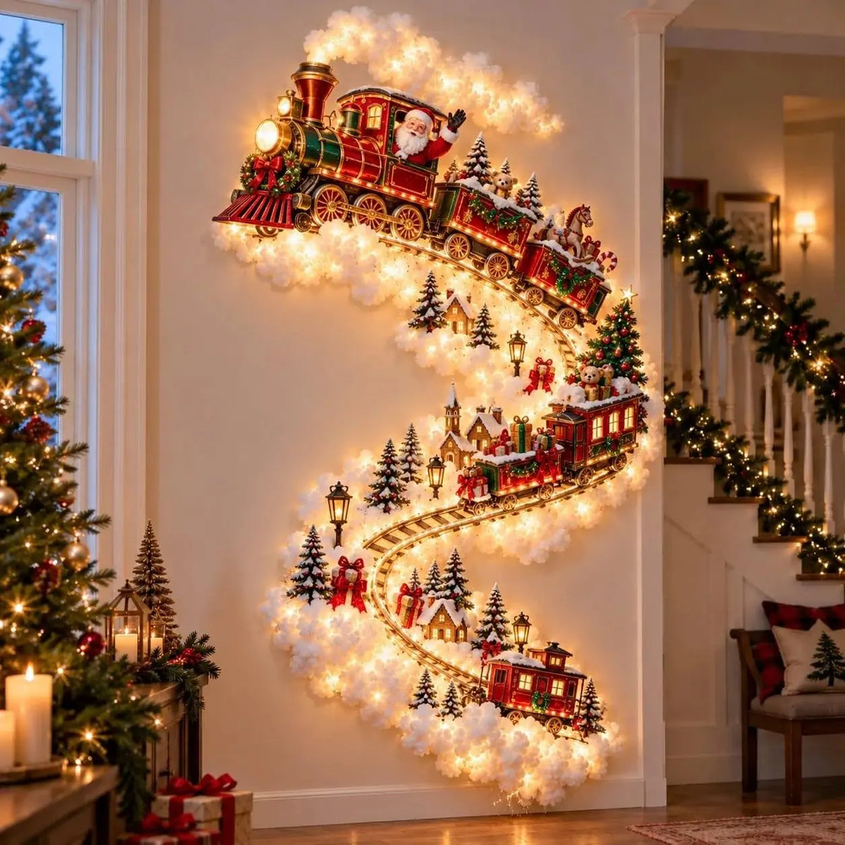 Luz de Pared Mágica – Trineo de Santa con Renos