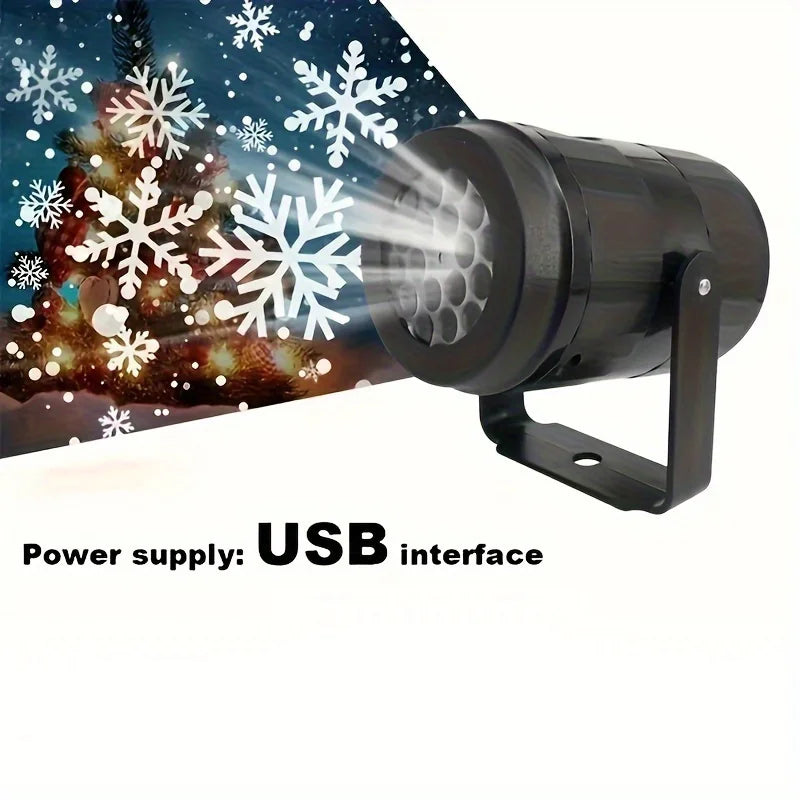 Proyector de Copos de Nieve Giratorio – LED USB