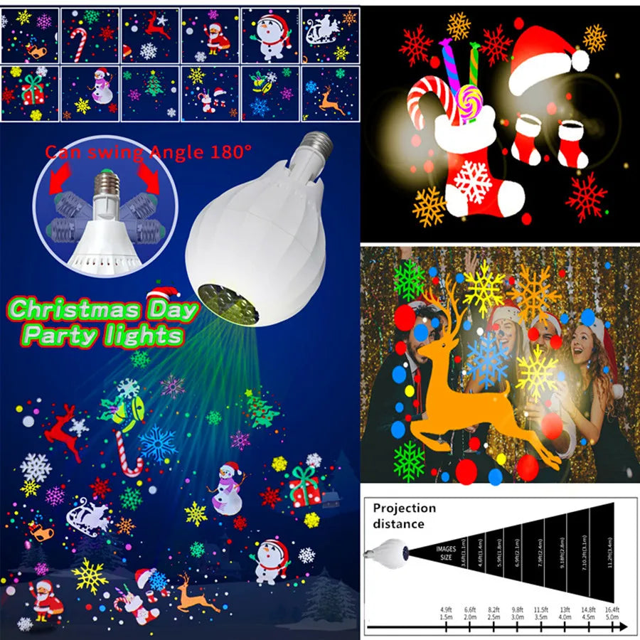 Foco Proyector Navideño – 16 Diseños Giratorios