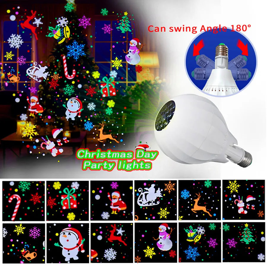 Foco Proyector Navideño – 16 Diseños Giratorios