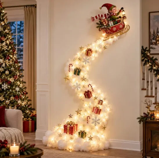 Luz de Pared Mágica – Trineo de Santa con Renos