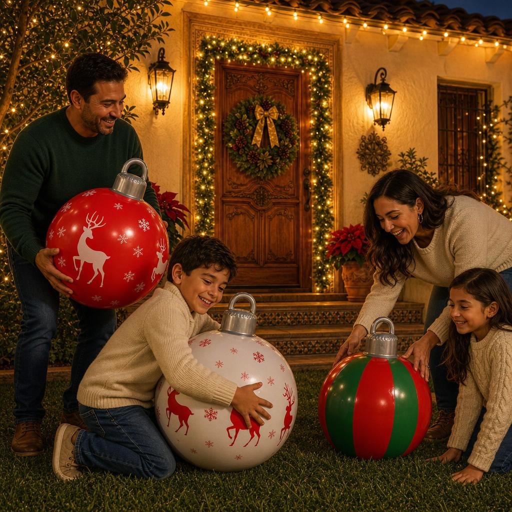 Esfera Navideña Inflable Gigante 40 cm – en uso