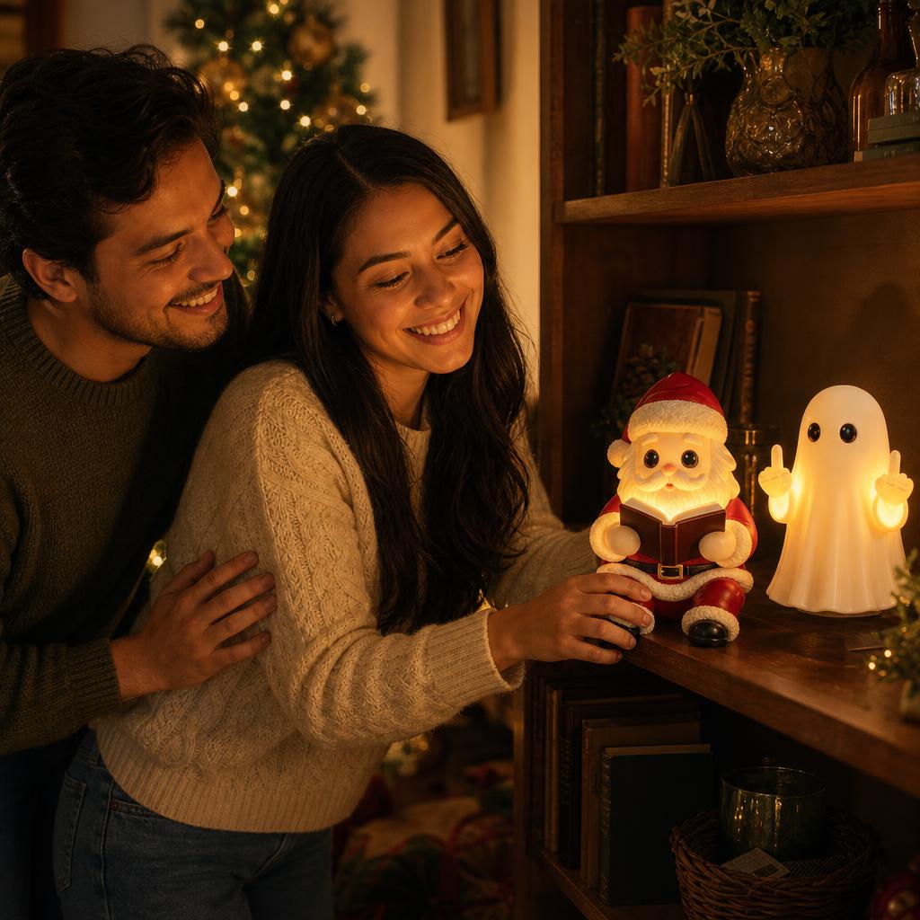 Lámpara Santa Rebelde – Luz Nocturna Decorativa – en uso